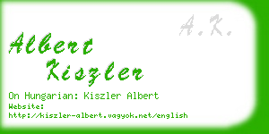 albert kiszler business card